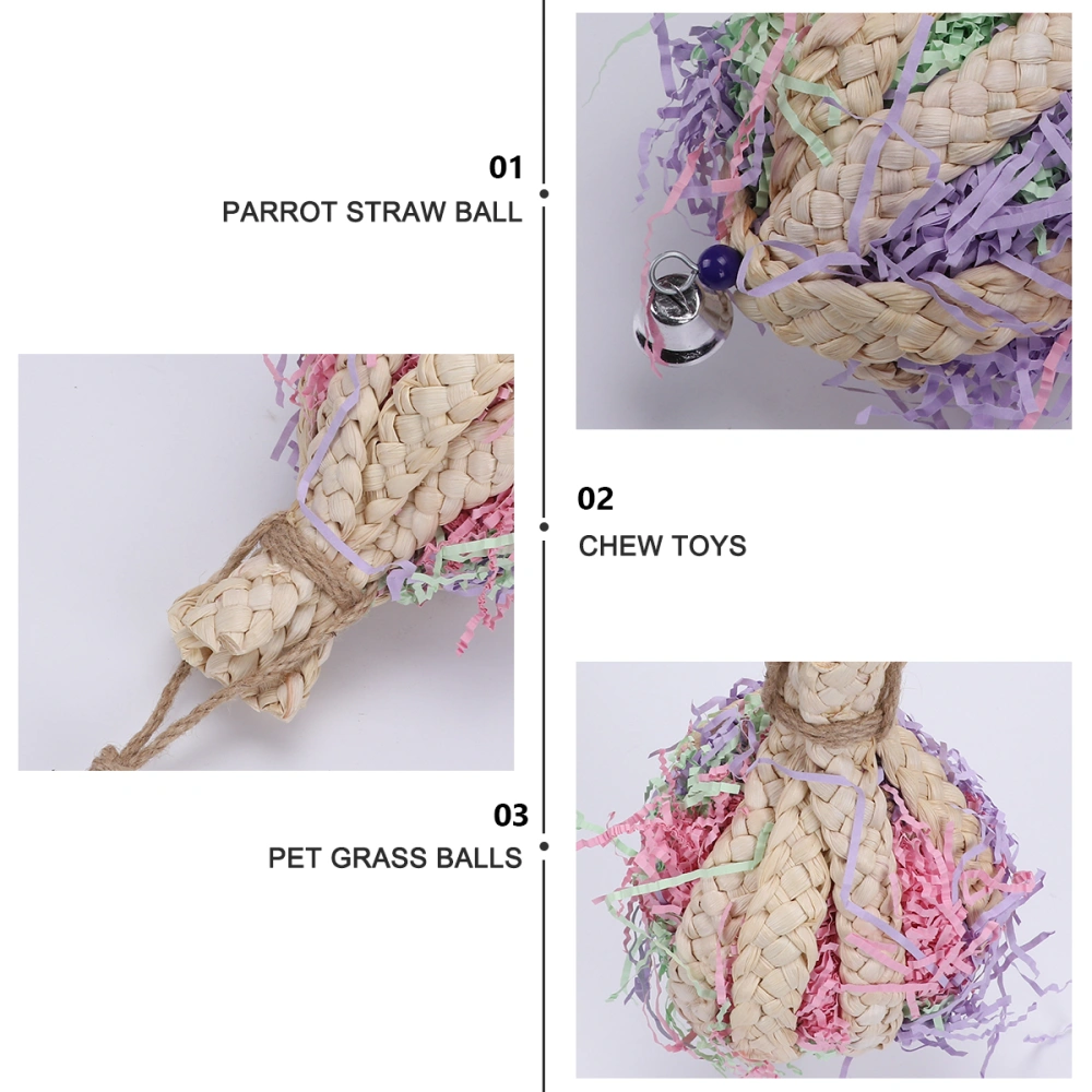 Bird Parrot Chewing Toys Straw Ball Bird Bite Toy for Budgie Parakeet