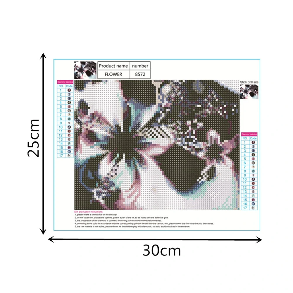 5D DIY Unframed Diamond Embroidery Painting of Flower Handmade Cross Stitch Printing Craft Kits