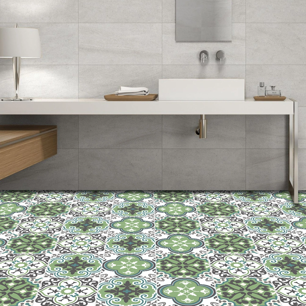 10Pcs European-style Stickers Removable Floor Stickers Wear-resistant Self-Adhesive Decorative Floor Tile Wall Tile Decals for Kitchen Bathroom 20x20cm