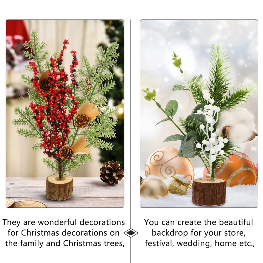 2pcs Mini Christmas Tree Desktop Adornments Party Supplies Assorted Color