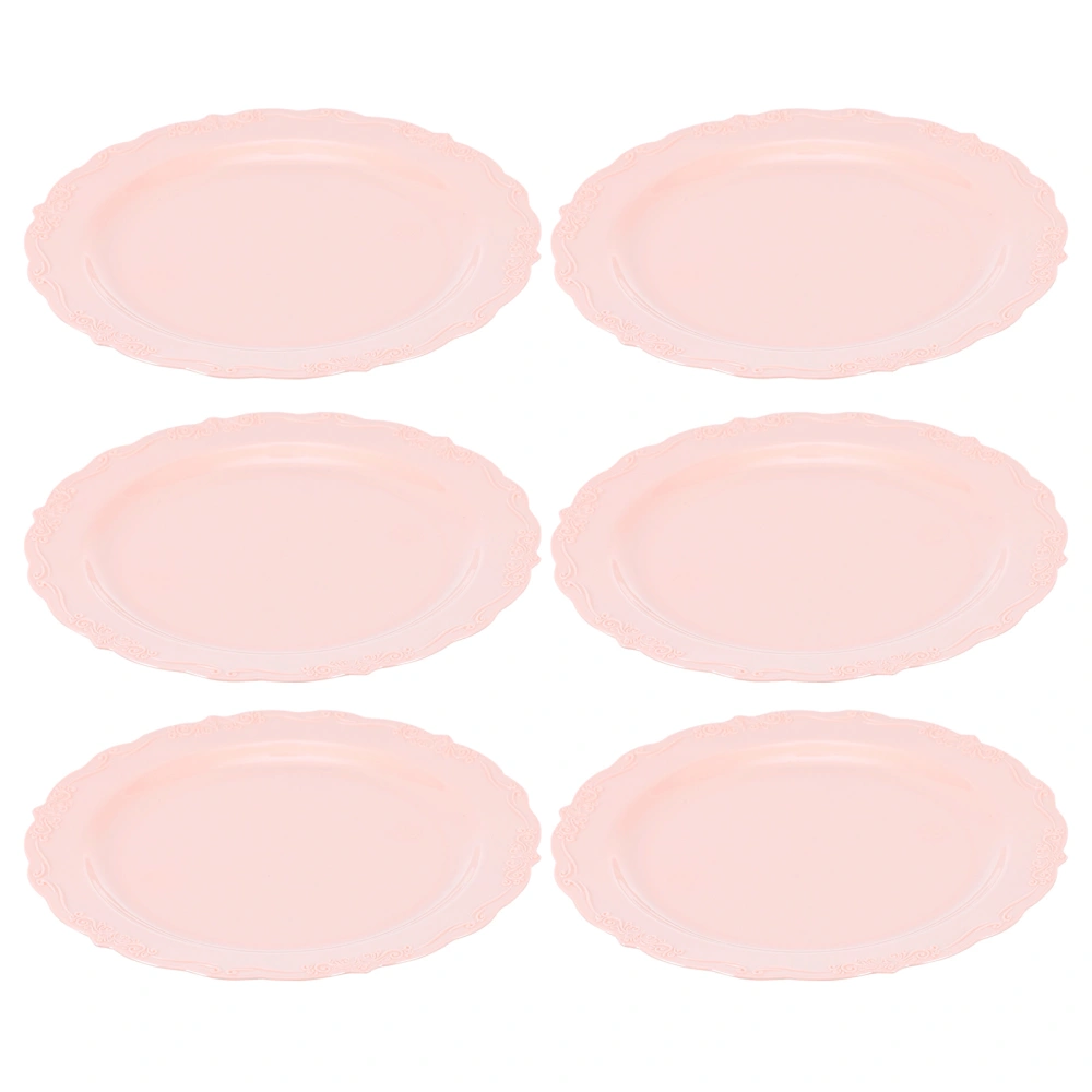 6pcs Practical Plastic Plates Round Shape Dish Tableware for Wedding Party Tray