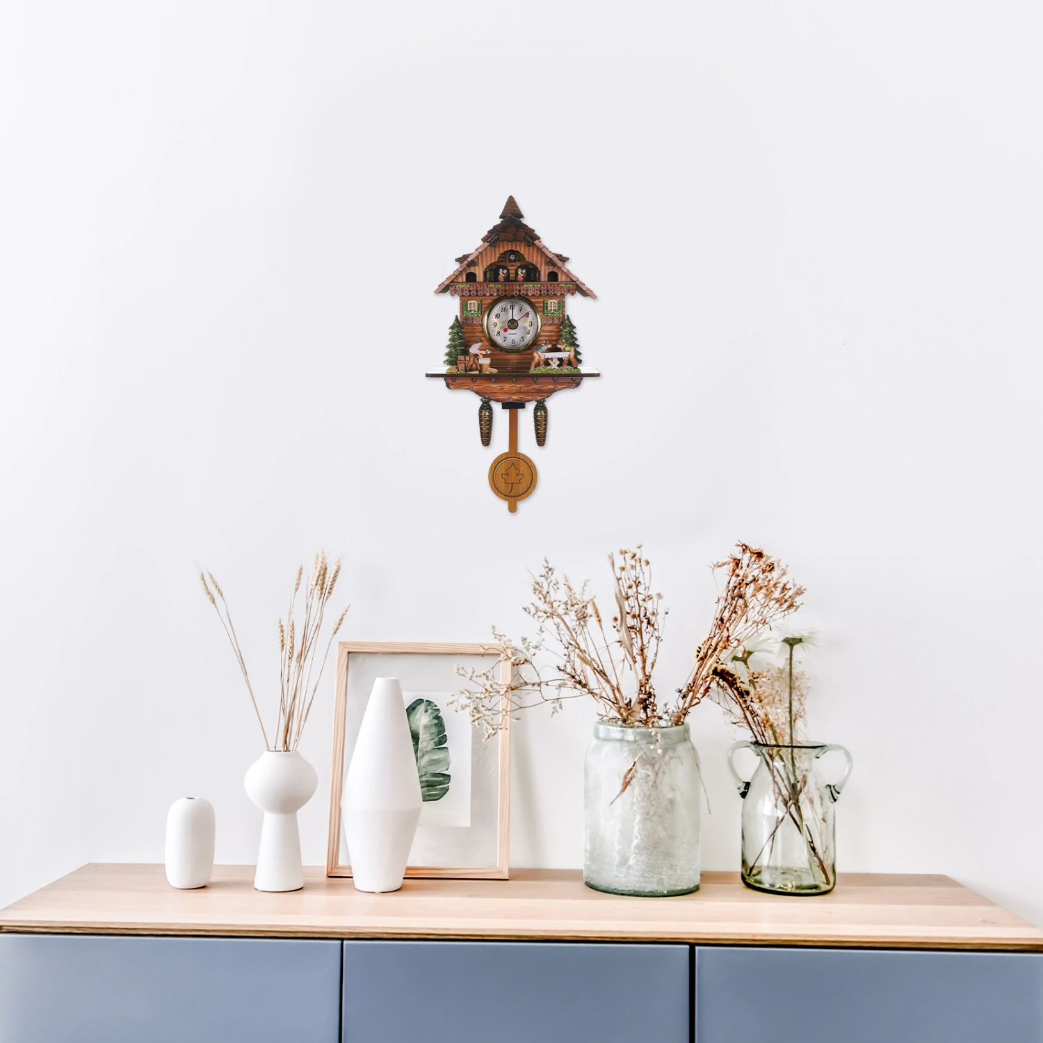 Wall Clock Traditional Wall Clock Wooden Pendulum Wall Clock Hanging Wall Decor