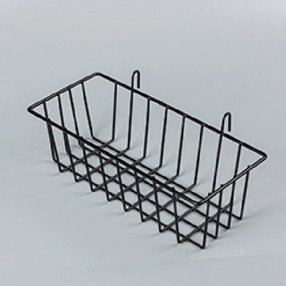 1Pc Creative Wall-mounted Storage Rack Iron Art Grid Decorative Shelf Basket Organizer (Black)