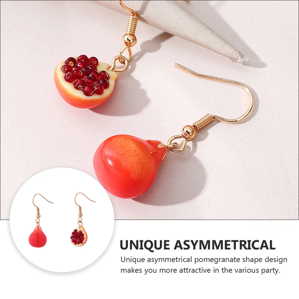 1 Pair of Pomegranate Shaped Pendant Eardrop Ear Hook Creative Ear Dangler (Red)