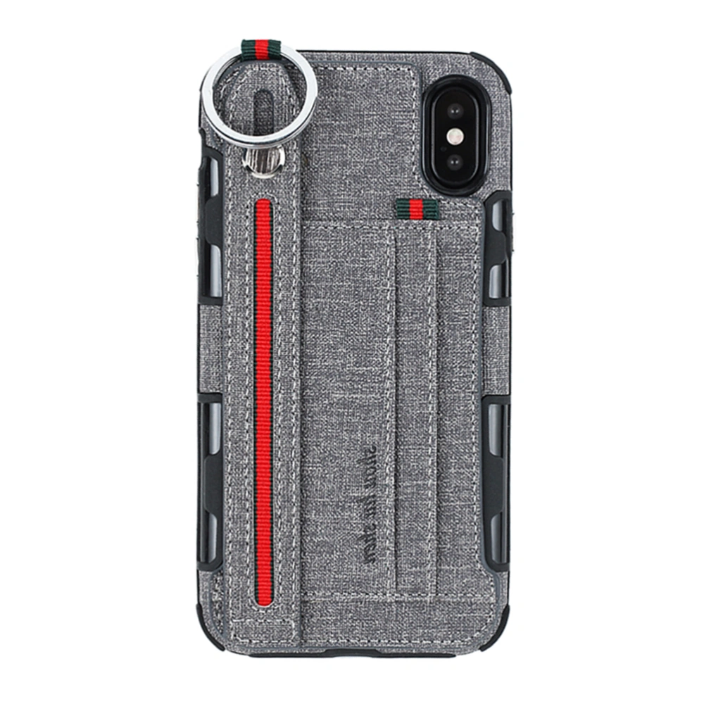 Phone Case Shockproof Anti-scratch Protective Phone Shell with Slot Lanyard for iPhone X (Grey)