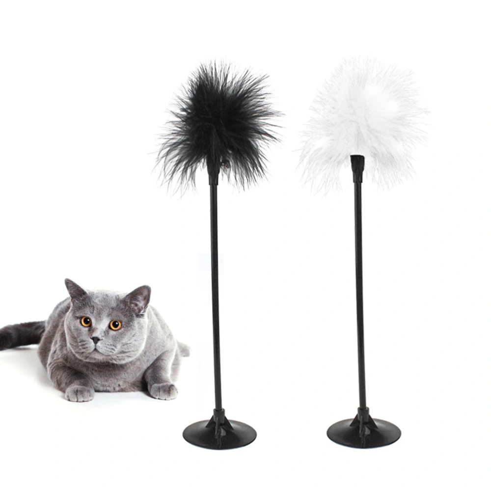 2pcs Pet Interactive Sucker Toy Funny Cat Teaser Feather Training Wand Cat Stick Toys (Black, White)