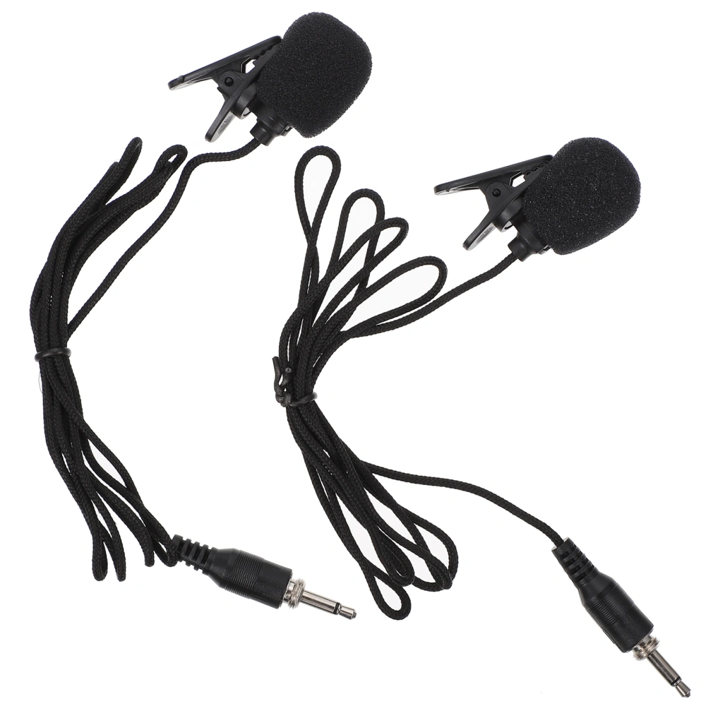 2Pcs 3.5mm Wired Lavalier Lapel Microphone Condenser Microphone Recording Mic