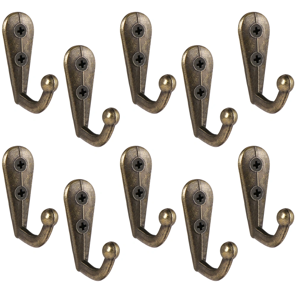 BESTOMZ 10pcs Coat Hooks Heavy Duty Wall Mounted Hanger Antique Closet Hooks for Towel Clothes