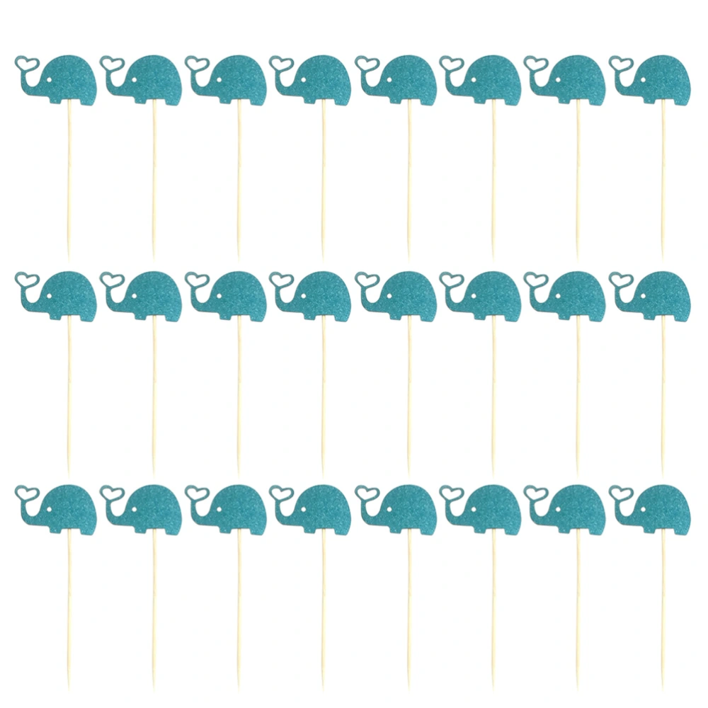 24pcs Elephant Cake Topper Small Elephant Cupcake Picks for Baby Shower Birthday Theme Party Decorations Supplies (Blue)