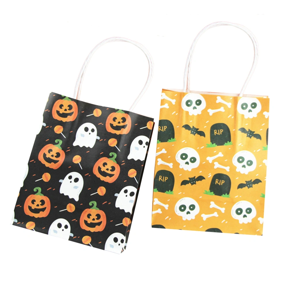 4 Pcs Paper Bag Mini Pumpkin Pattern Halloween Paper Bag Cartoon Export Tote Bag Gift Bag Party Favor