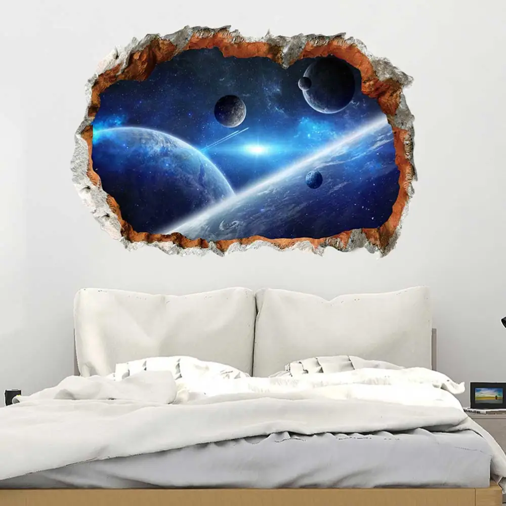 3D Wall Stickers Room Wall Paper Decorative Wallpaper Planet Pattern Wall Decals Wall Ornament