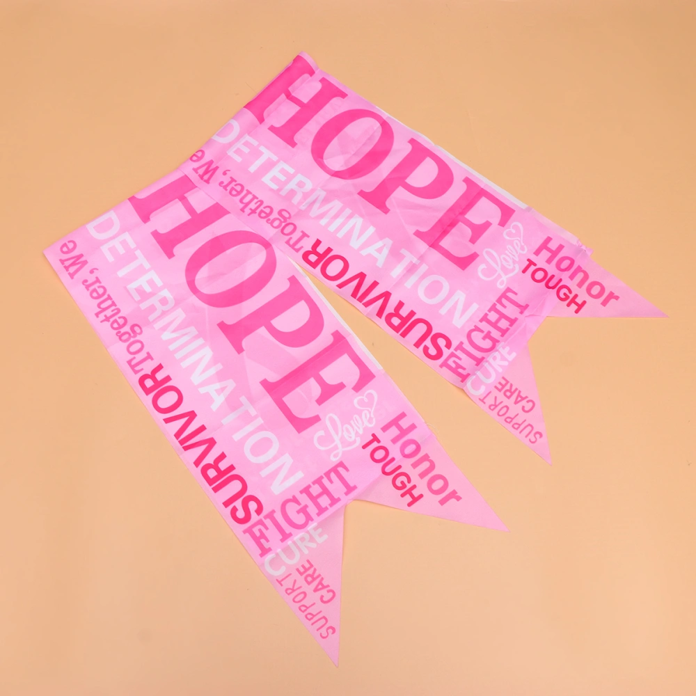 2pcs Women's Health Banners Breast Cancer Awareness Bunting Pink Ribbon Hanging Flag