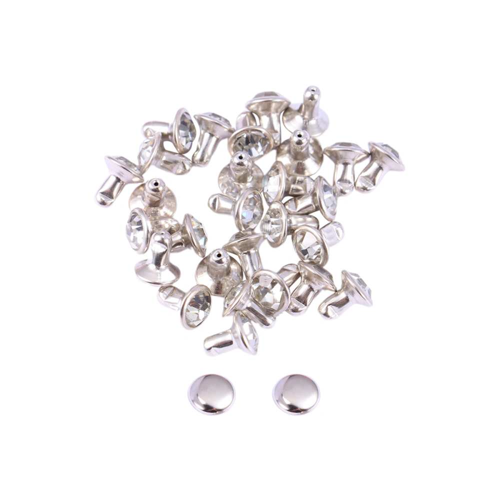 100 Pcs 6mm Colorful Diamond Jewelry Excellent Cutting Jewelry Art Design Rhinestone Metal Clothing Accessories (White Diamond with Silver Rim)