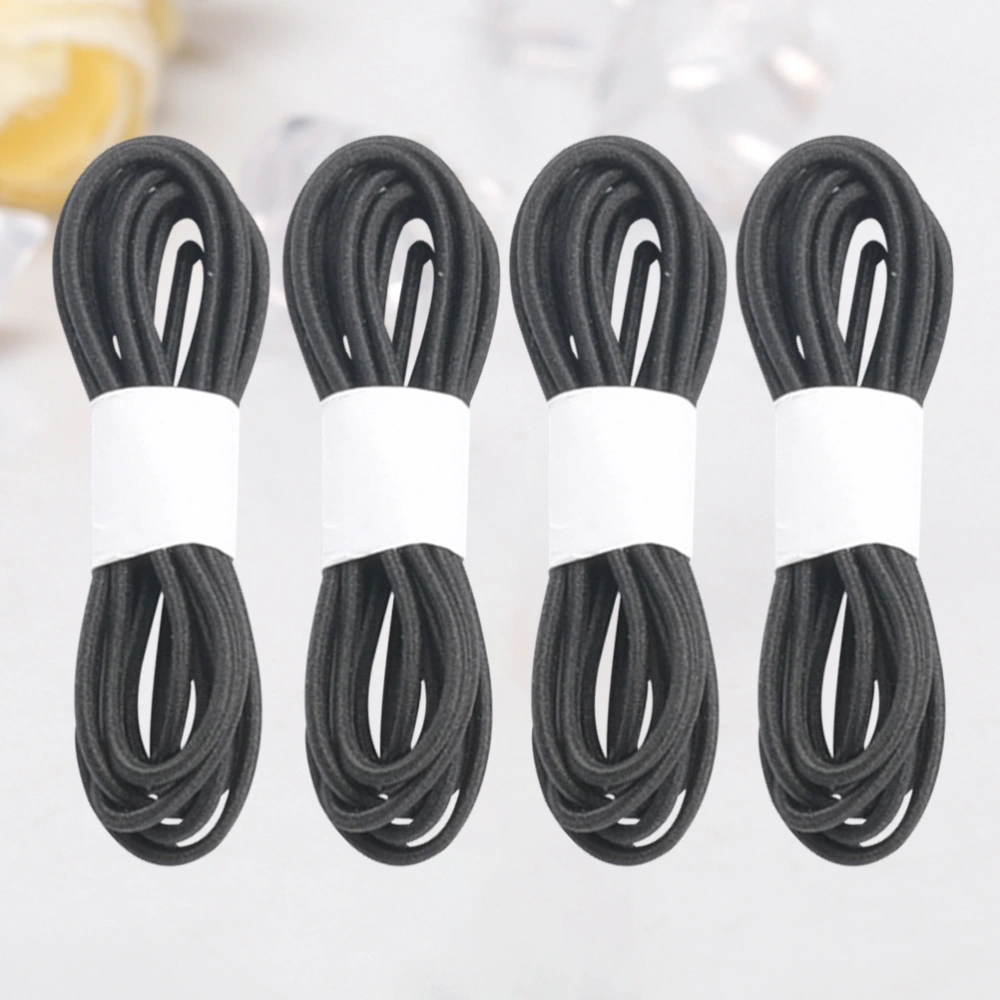 4 Rolls of 1m Connecting Ropes Elastic Rubber Bands Spare Ropes Metal Buckle Elastic Cords for Traveler Notebook Accessories (Black)