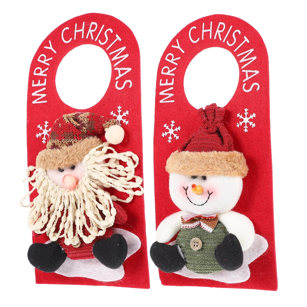 2Pcs Christmas Door Hanger Door Hanging Pendants Decorations (Random Style)