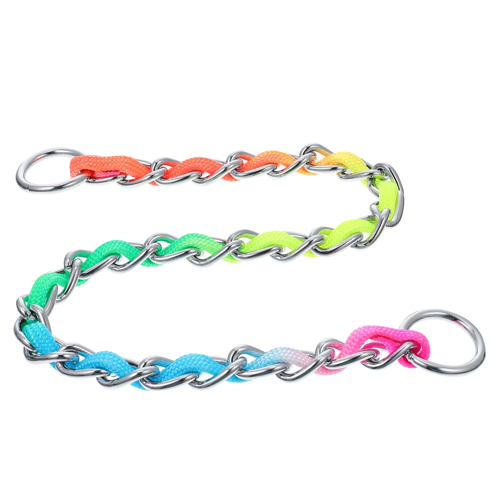 1pc Dog Pulling Strap Collar Harness Pulling Strap Rainbow Dog Chain Collar