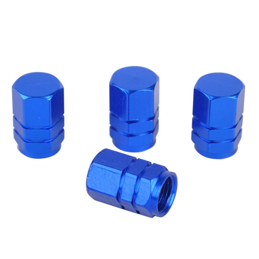 4PCS Car Aluminum Rust Proof Tire Dust Cover Nozzle (Blue)