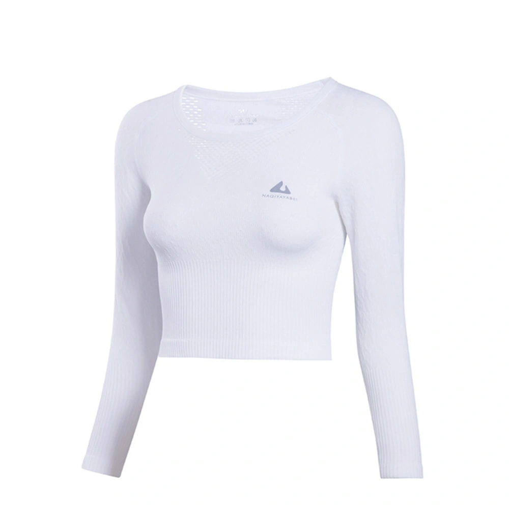 Fashion Long Sleeve Crop Woman Running Yoga Sweatshirt Sports Size S(White)