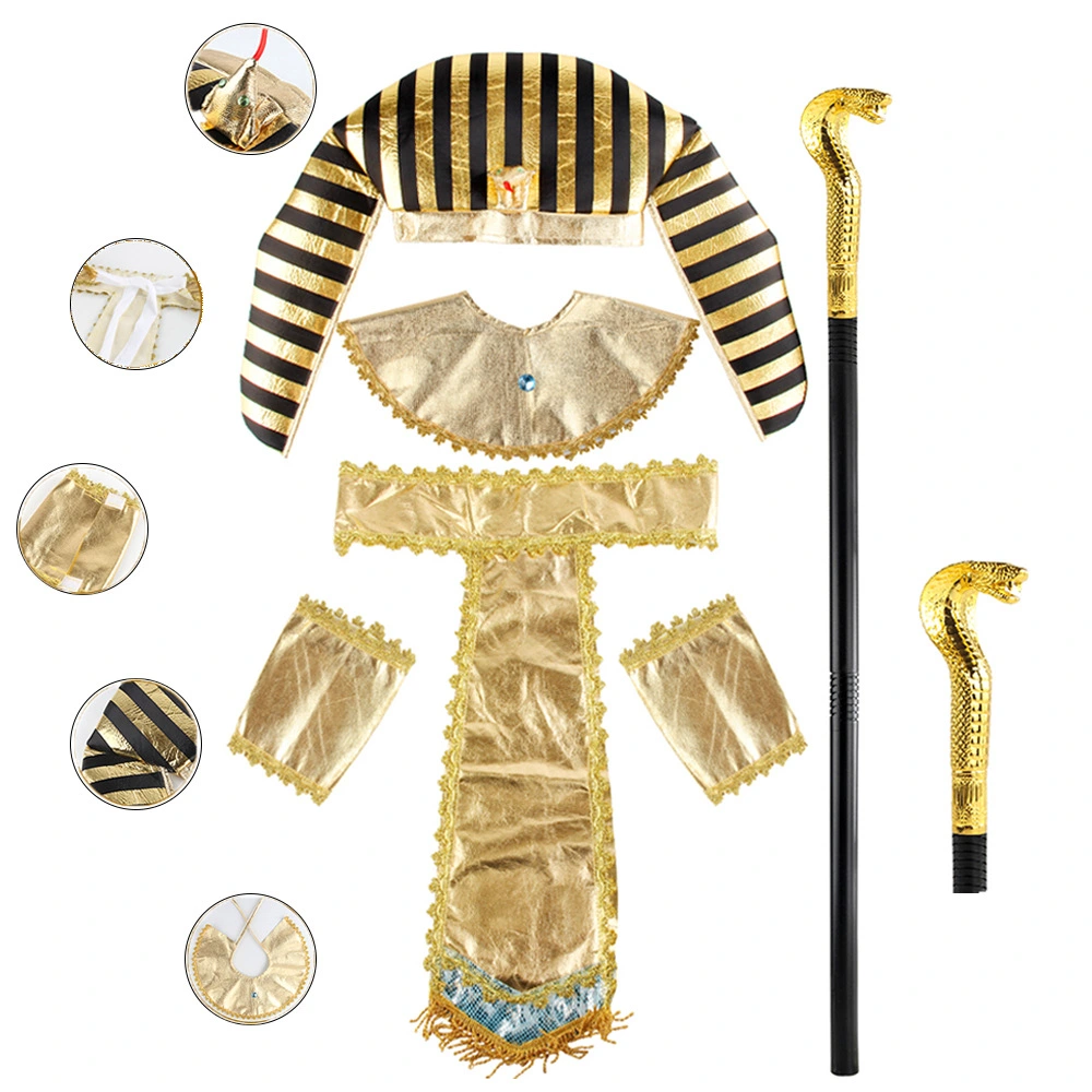 1 Set of Egyptian Costume Accessory Includes Egyptian Hat Egyptian Scepter Wristband Headpiece