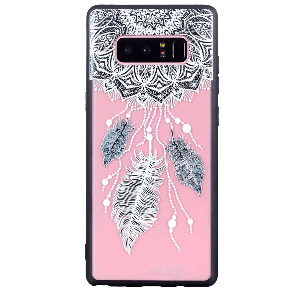 Three Feathers Pattern Phone Case Ultrathin TPU Case Embossment Varnish Design Drop-proof Phone Case Shell for Note8