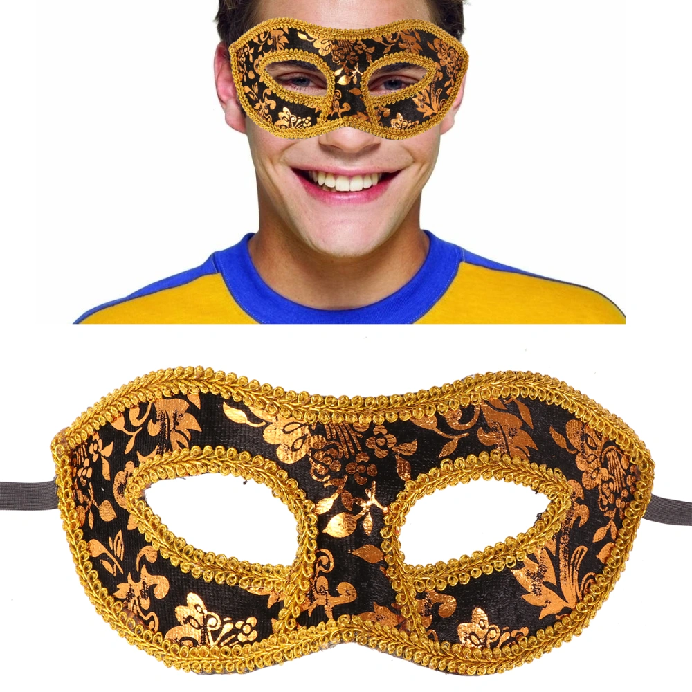 Men's Masquerade Mask Costume Prom Party Half Face Lace Halloween Ball Christmas Mask(Black)