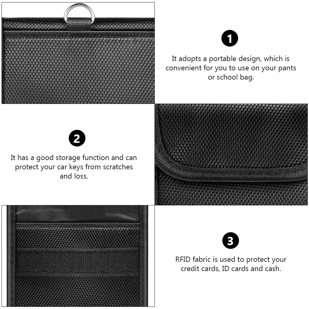 1pc RFID Cloth Car Key Pouch Round Keys Storage Bag Holder Key Case Pocket