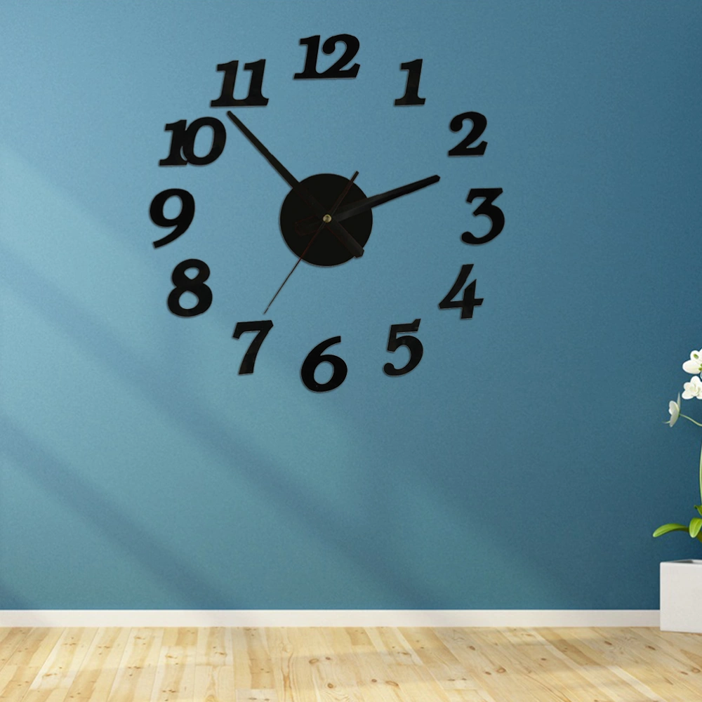 Creative Frameless Wall Clock Decorative Wall Clock with Silent Movement for Living Room Bedroom(Black)