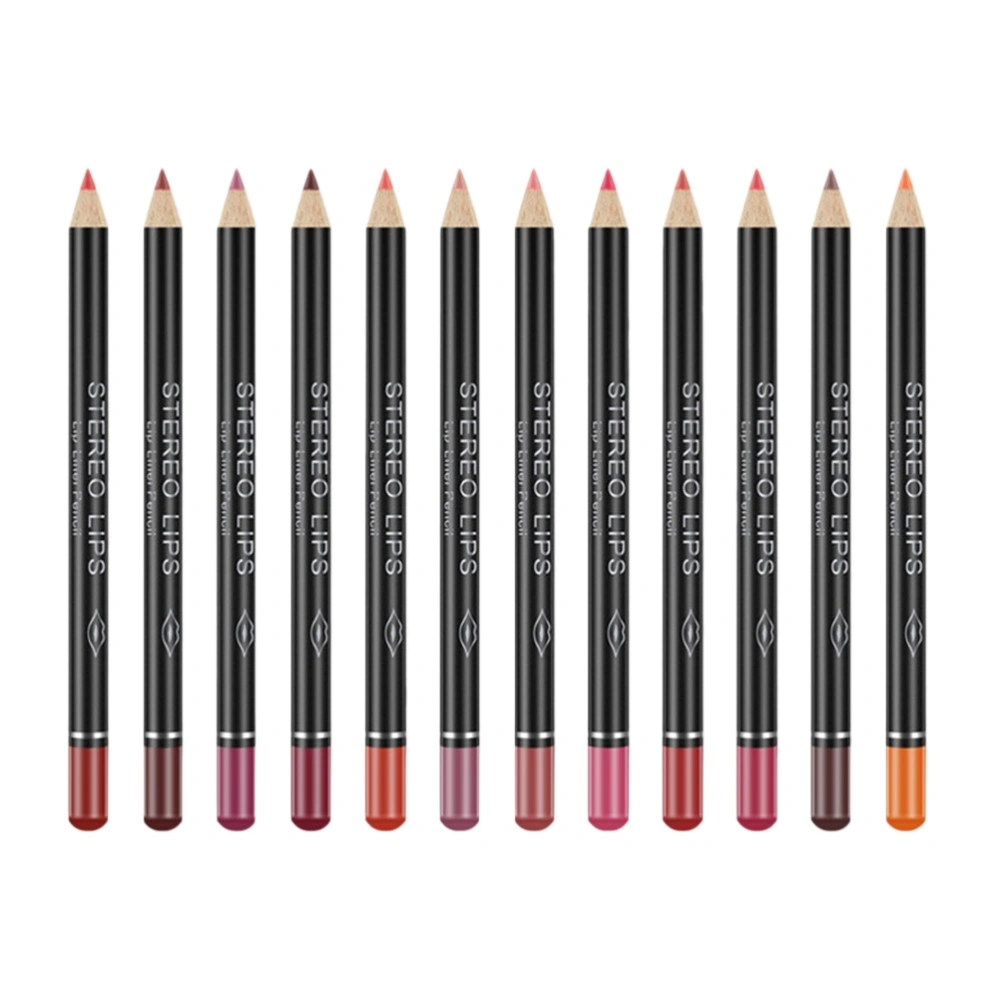 12 Pcs Lip Liner Pencil Waterproof Matte Lipstick Lip Pen Makeup Lipstick Pencil