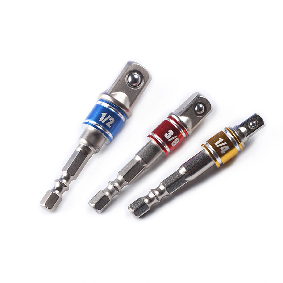 3 Pcs 1/4" 3/8" 1/2" Colorful Impact Socket Bits Wrench Adapter Hex Adapter Power Extension Bit Power Tools
