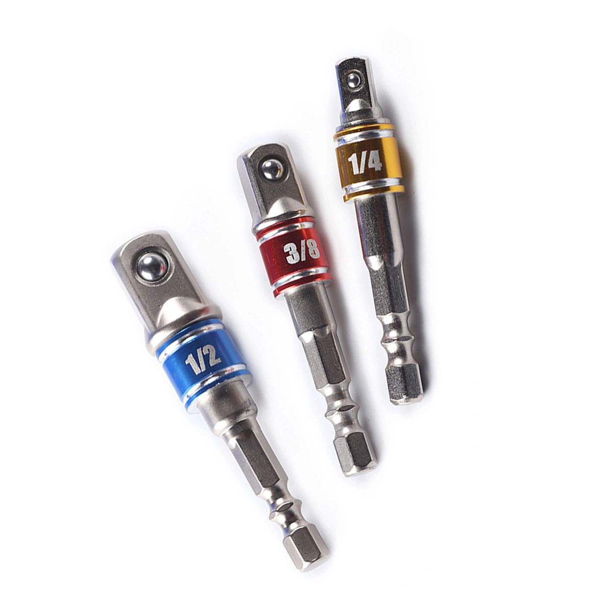 3 Pcs 1/4" 3/8" 1/2" Colorful Impact Socket Bits Wrench Adapter Hex Adapter Power Extension Bit Power Tools
