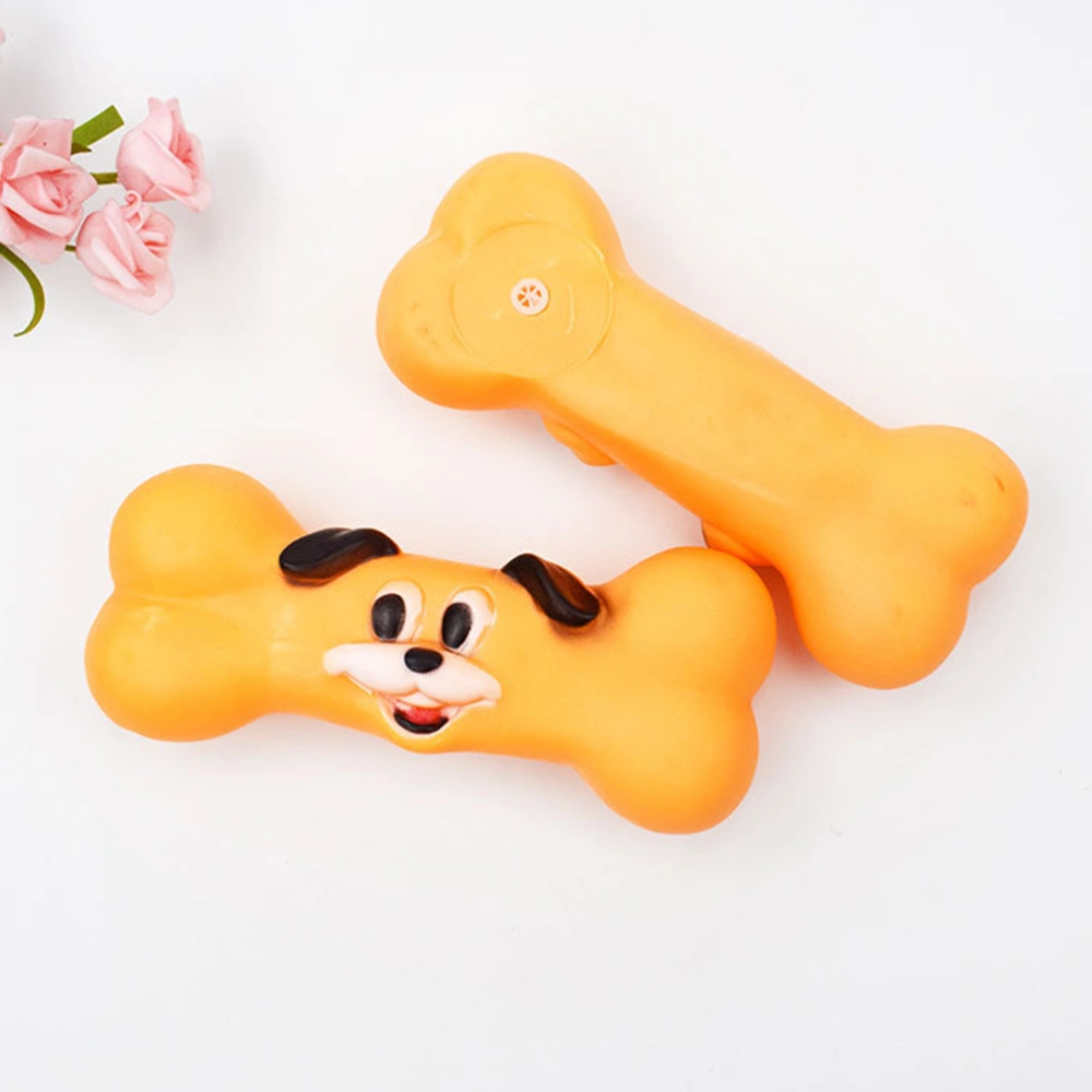 3Pcs Little Dog Face Pattern Bone Shape Pet Dog Toys Cartoon Sound Squeaky Toys Chew Bite Toy Pet Supplies