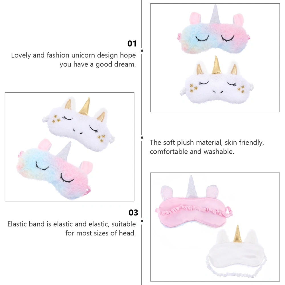 2Pcs Cartoon Plush Eye Masks Lovely Unicorn Eye Covers Home Sleeping Masks