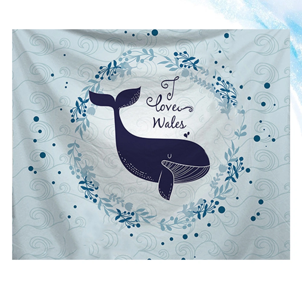 1Pc Household Bedroom Tapestry Creative Whale Pattern Tapestry Fashion Printing Beach Towel Wall Hanging Shower Curtain Throw Rug for Home (Sky-blue)