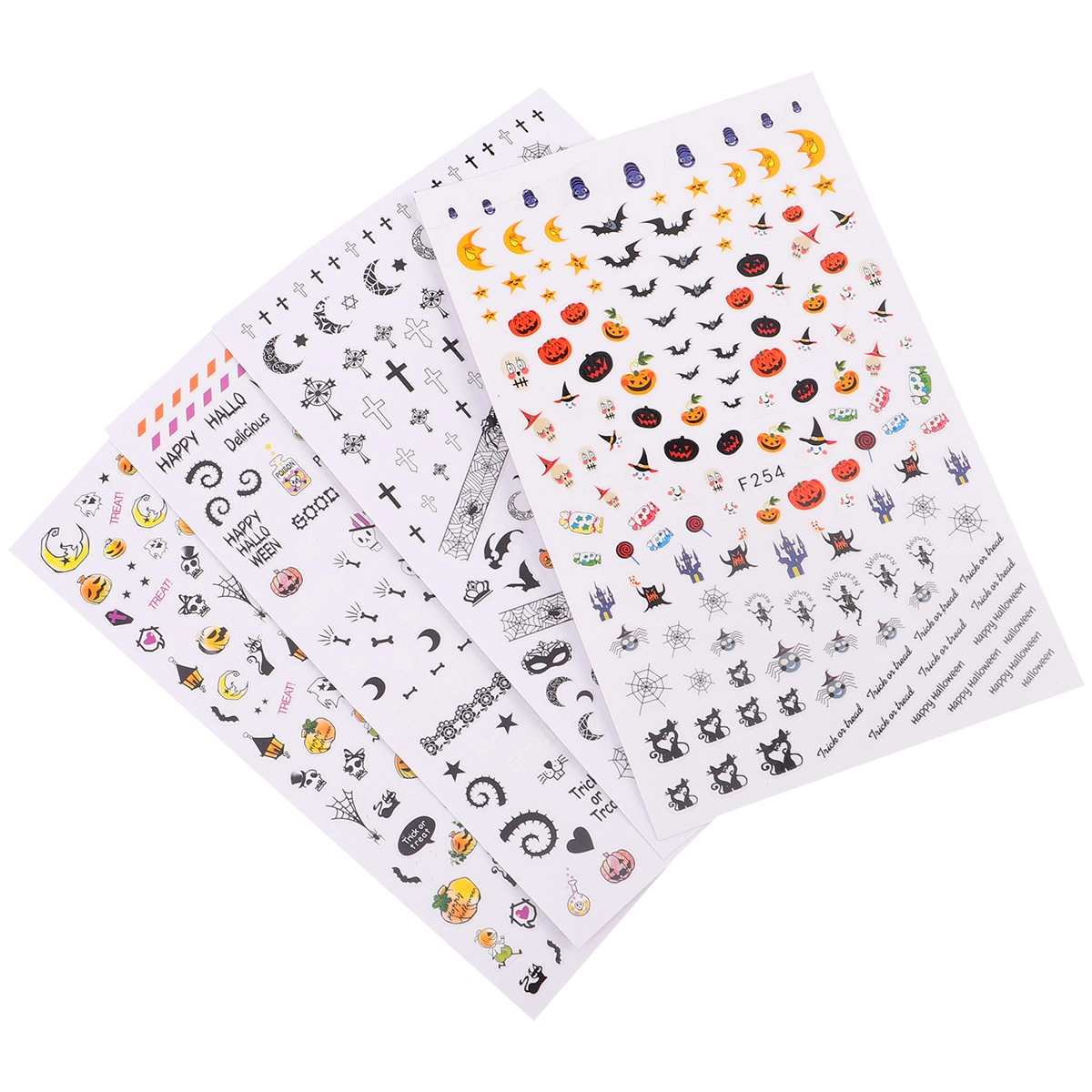 4 Sheets Halloween Spider Nail Decal Funny Nail Sticker DIY Nail Art Stickers