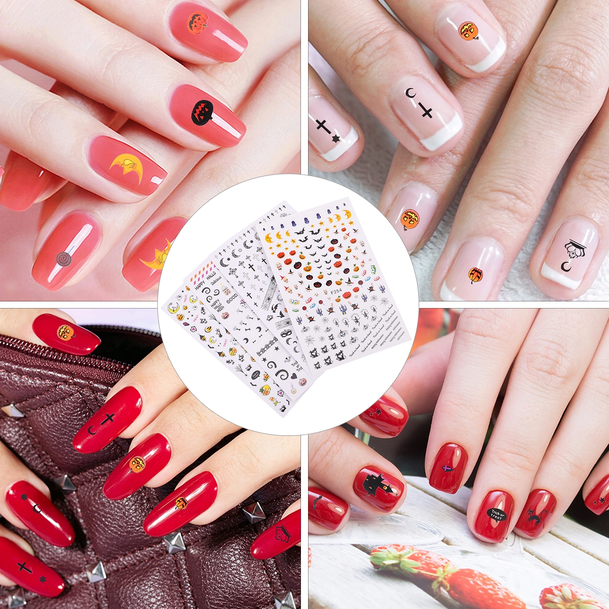 4 Sheets Halloween Spider Nail Decal Funny Nail Sticker DIY Nail Art Stickers