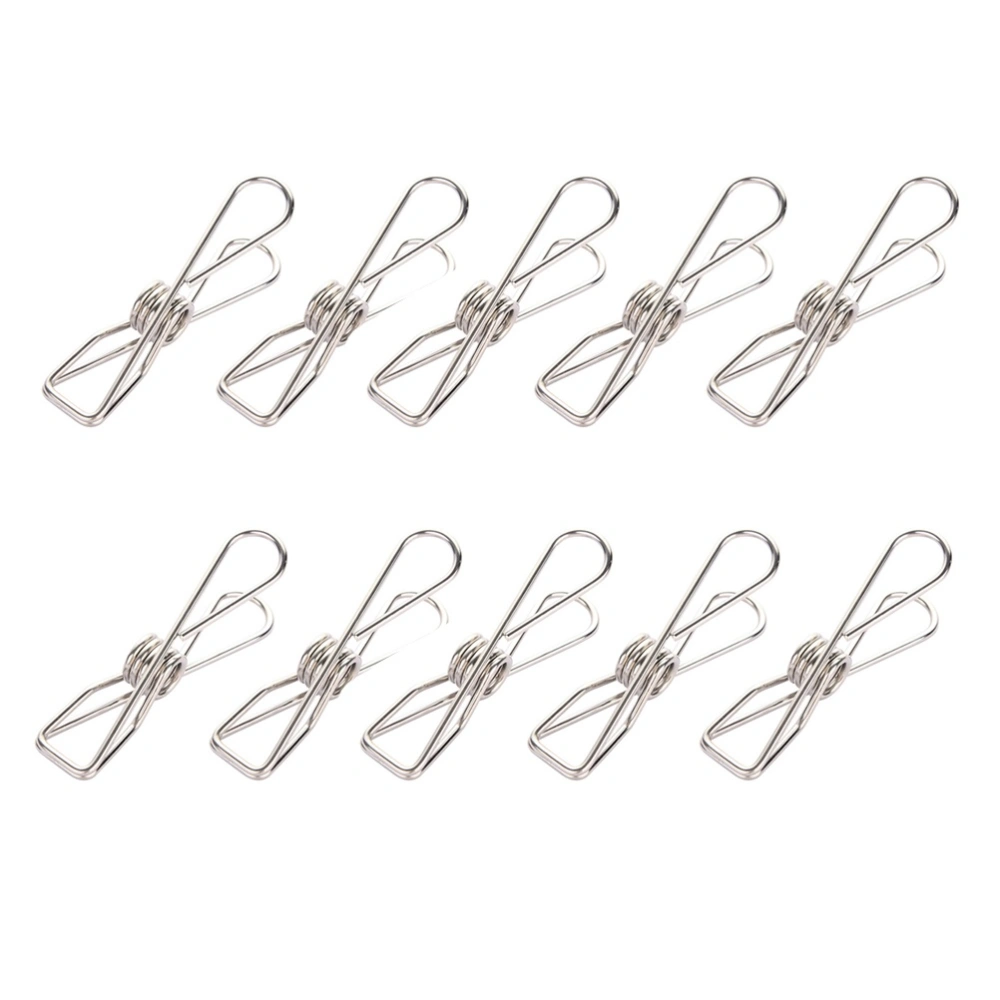 50pcs Stainless Steel Wire Clips Multi-purpose Solid Hanging Clips Hooks for Daily Use (5.6cm Small Wire Clip)