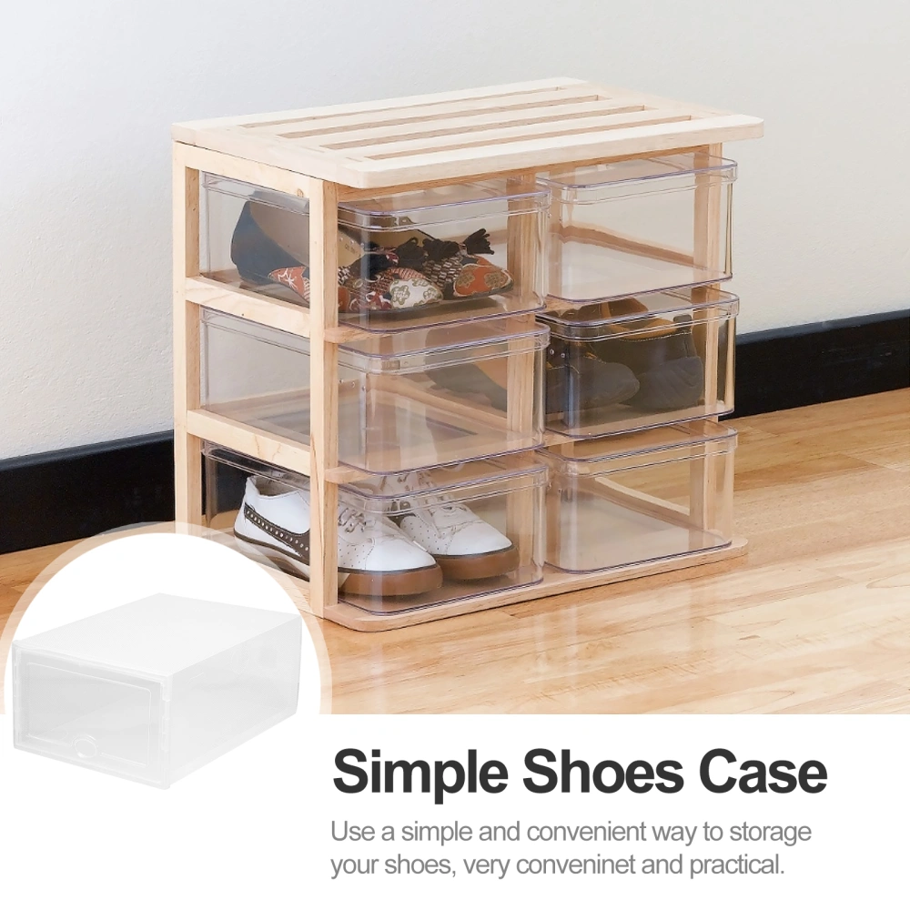 6 Pcs Transparent Plastic Shoe Box Drawer Type Shoes Storage Container