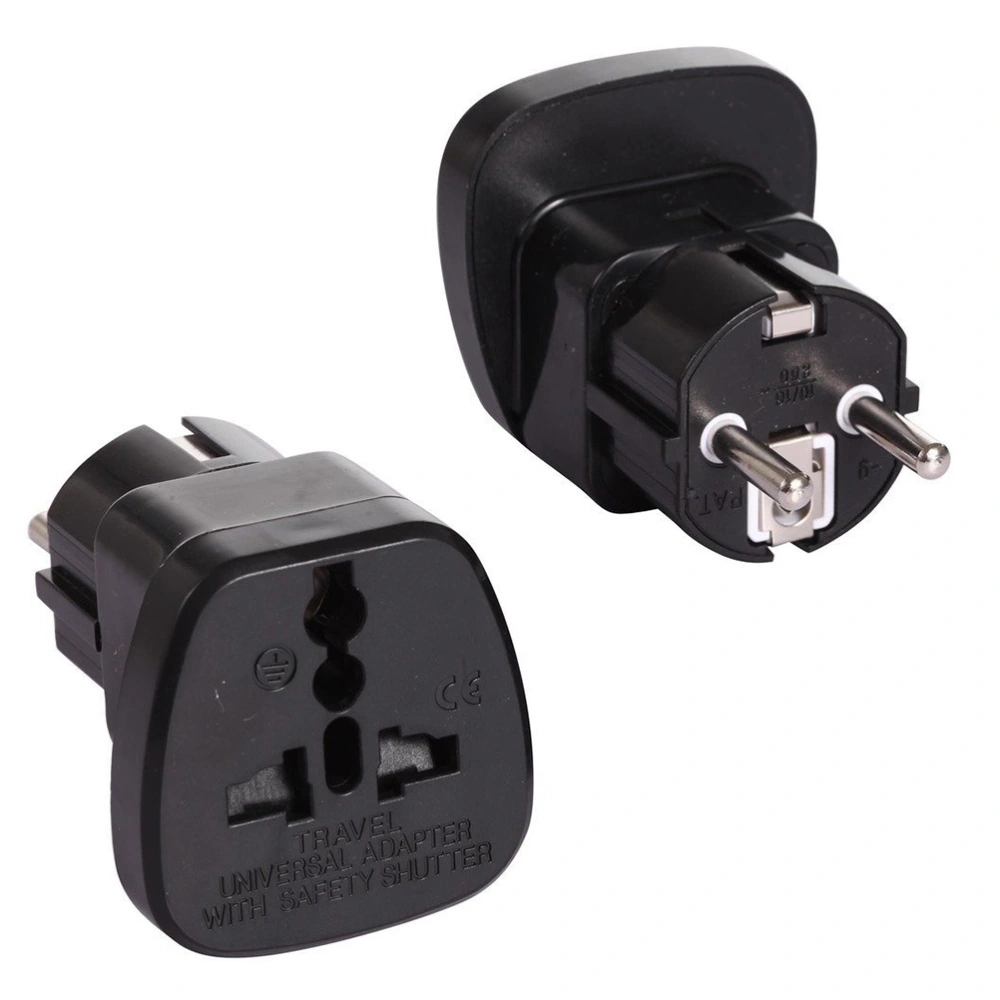 Type E/F Travel Trip Adapter Adaptor Plug for France Germany Europe Russia Grounded (Pack of 2)