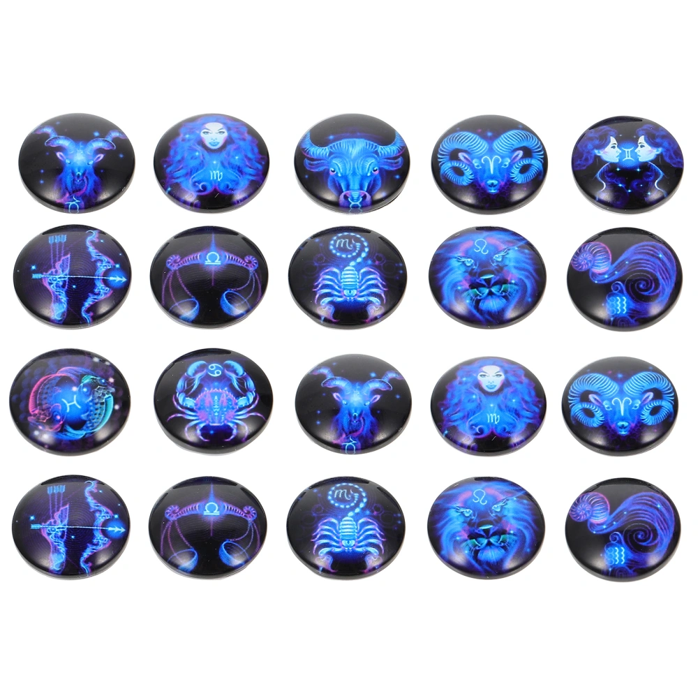 100Pcs Constellation Glass Domed Craft DIY Gemstone Round Patches Jewelry Making Gemstone