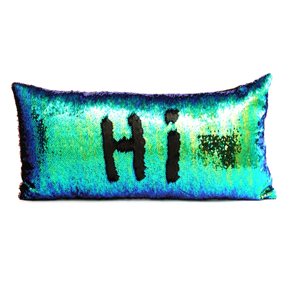 Glitter Pillow Cover Sequins Throw Pillow Case Cafe Home Party Christmas Decor Cushion (Colorful Green & Black)