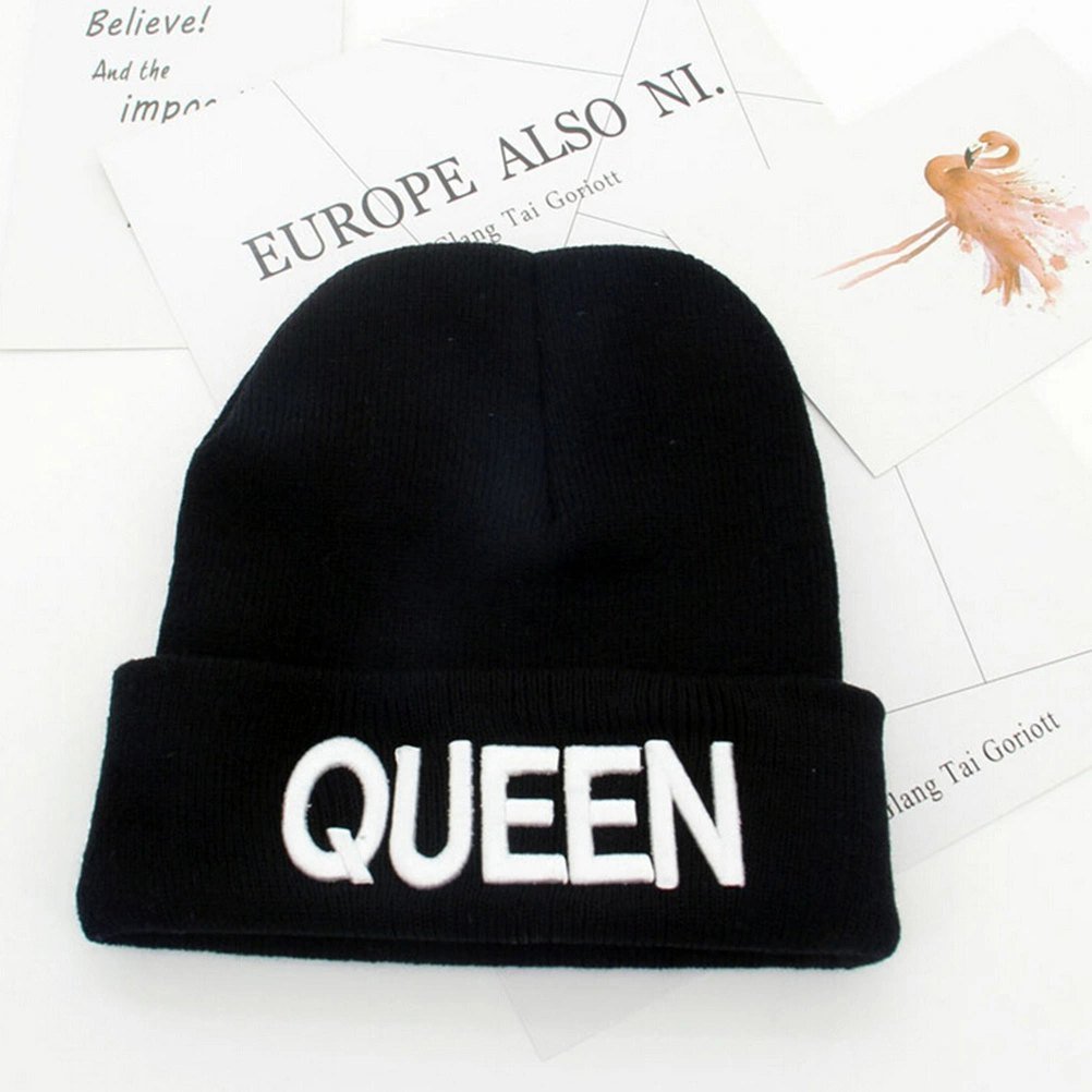 QUEEN Winter Knit Beanie Hat Men Women Winter Skully Letter Beanie