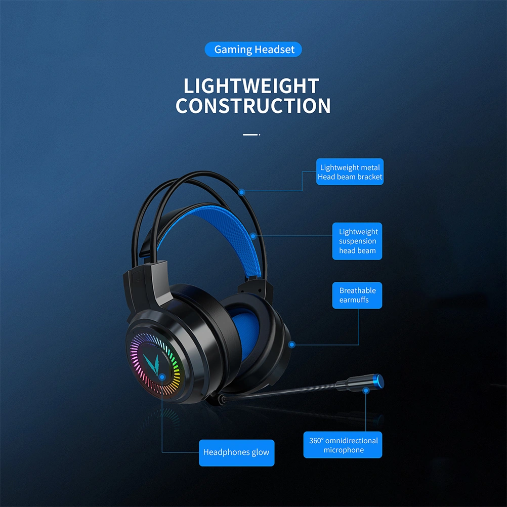 Gaming Headset Noise Reduction Microphone 3.5mm 7.1 Channel Computer Earphone