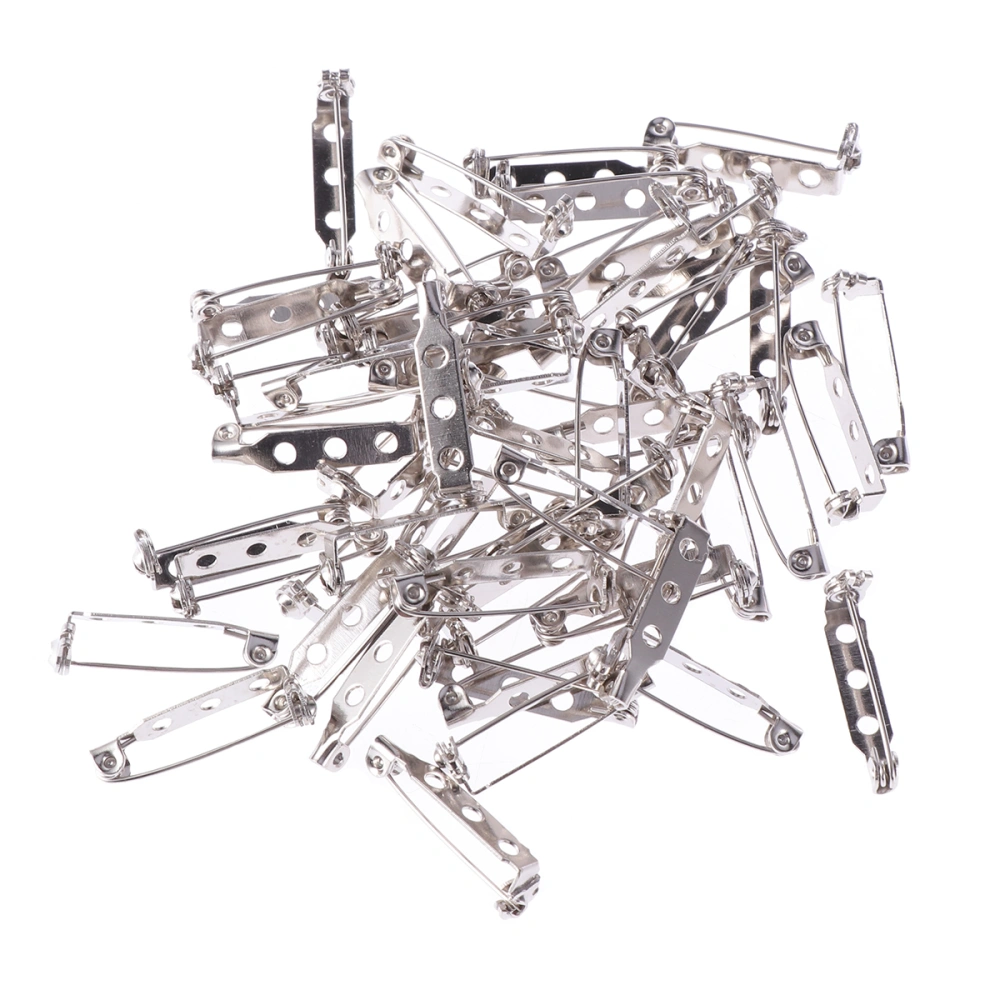 40PCS Safety DIY Handmade Jewelry Accessories with Lock Safety Pin Brooch Base Heavy Duty Pin Fastener for School Home Office (Silver)