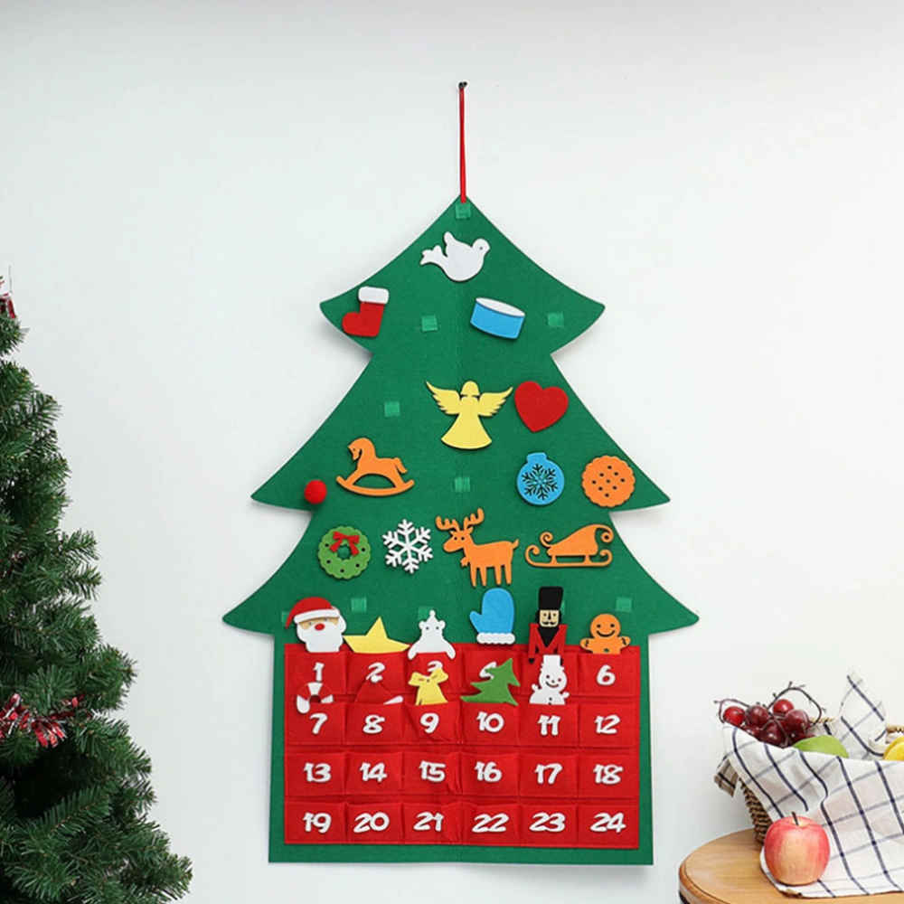 Felt Christmas Tree Calendar DIY Christmas Tree Advent Calendar Wall Door Hanging Ornament New Year Decoration