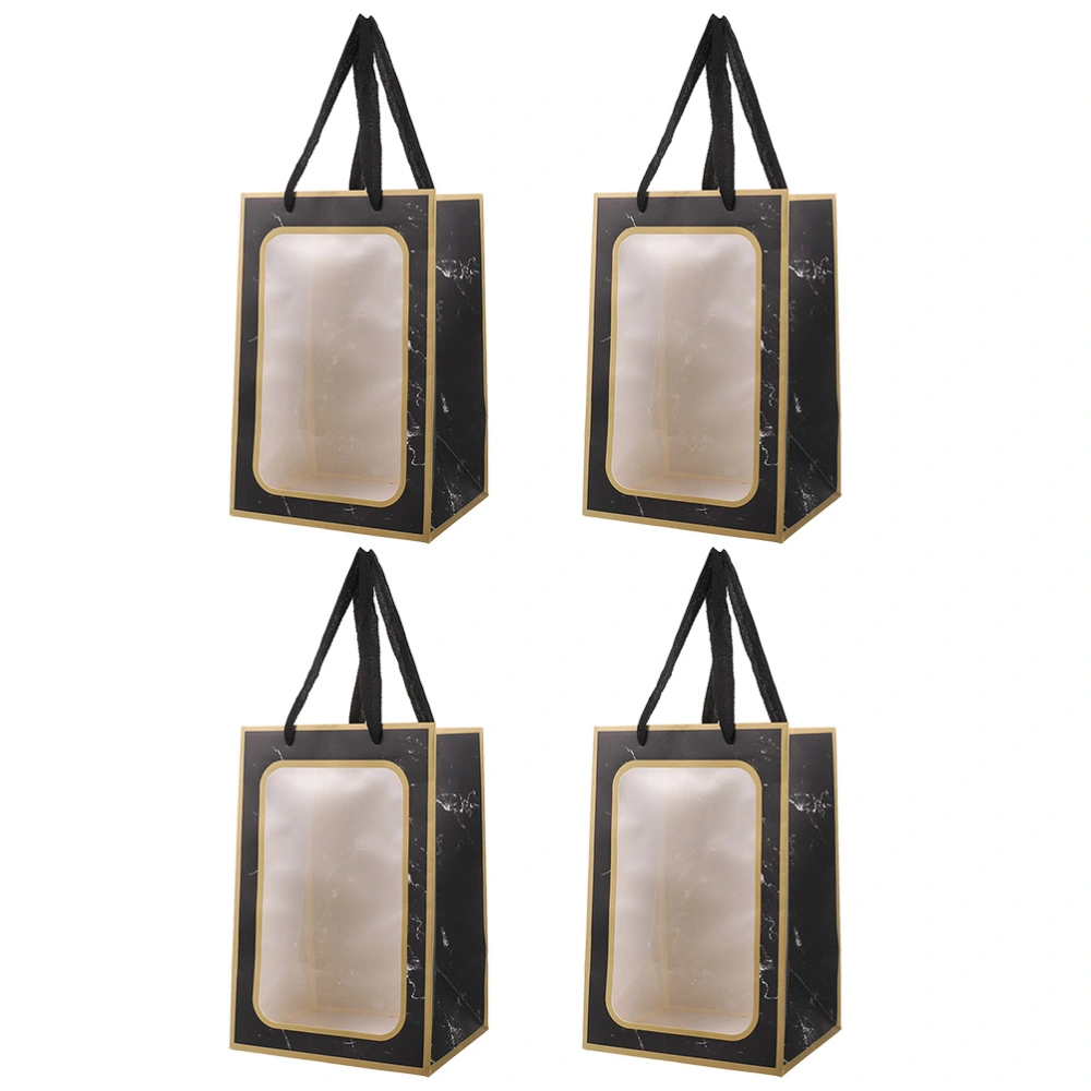 4pcs Clear Window Design Gift Packing Bags Storage Pouches Wrapping Tote Bags