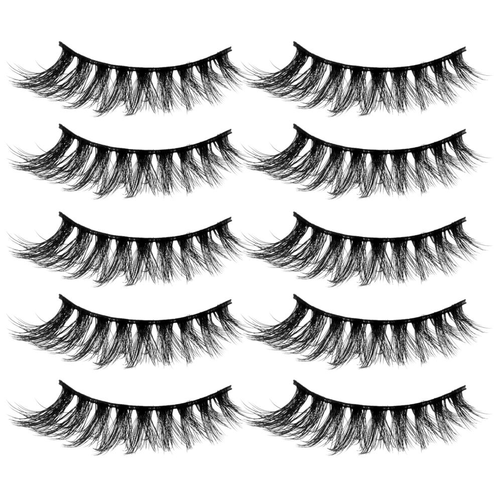 5 Pair of Black 3D Fiber False Eyelashes European And American Thick Artificial Lashes for Lady Women Girls Makeup