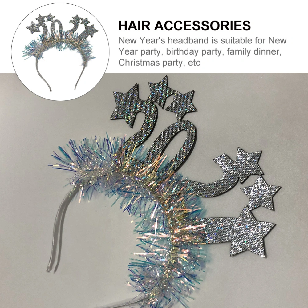 2pcs Durable 2021 Glittery Headbands Hair Bands Star Topper Hair Bands (Silver)