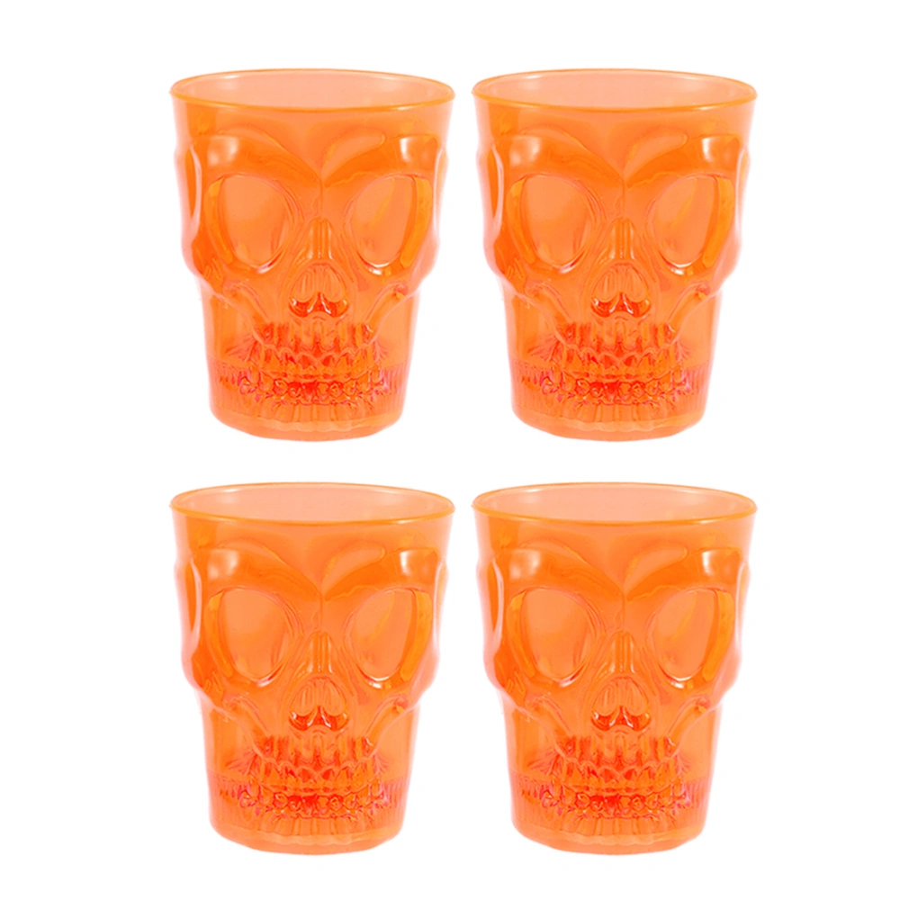 4pcs Halloween Skull Cups with Light Funny Luminous Drinking Cups Halloween Party Bar KTV Supplies