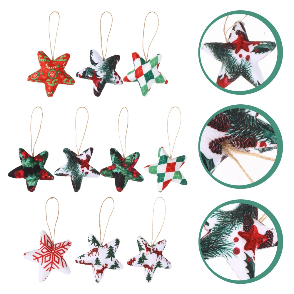 10 Pcs Xmas Party Pendant Five-pointed Star Shape Hanging Ornament (Mixed Style)