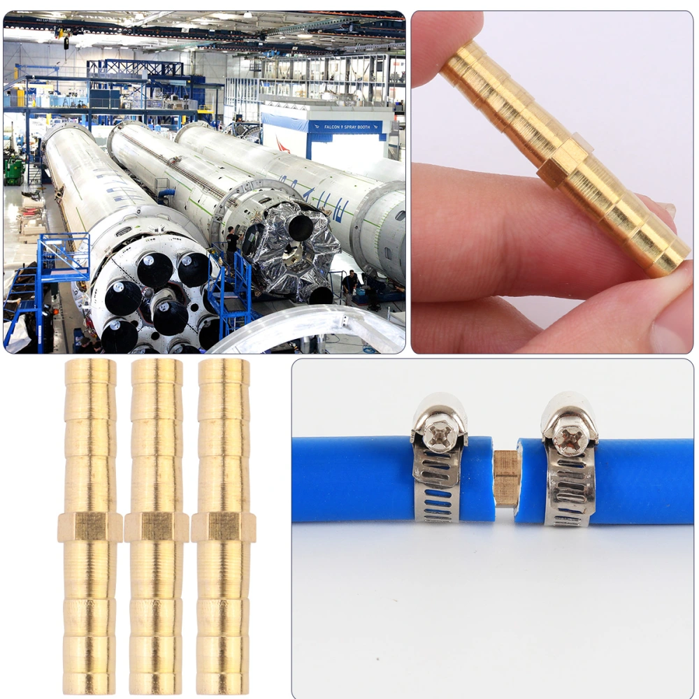 10pcs 6mm Hose Barb Bulkhead Barbed Tube Pipe Fitting Equal Straight Air Gas Brass Barb Fitting Connector Adapter (Golden)